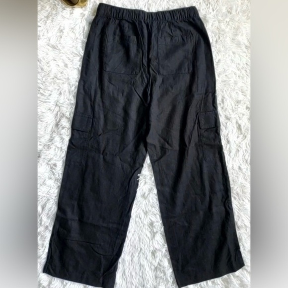 NWT! GAP Black Linen-Blend Wide-Leg Cargo Pull-On Pants - Multiple Sizes 🔹 - Picture 8 of 8